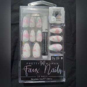 NEW Unopened Pretty Woman Try Me Faux Nails Pink/White/Blue